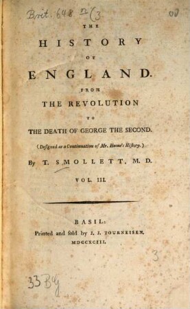 The History Of England : From The Revolution To The Death Of George The Second ; (Designed as a Continuation of Mr. Hume's History.). 3