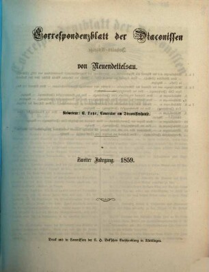 Korrespondenzblatt der Diakonissen von Neuendettelsau. 2, [2]. 1859