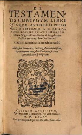 De testamentis coniugum : libri quinque