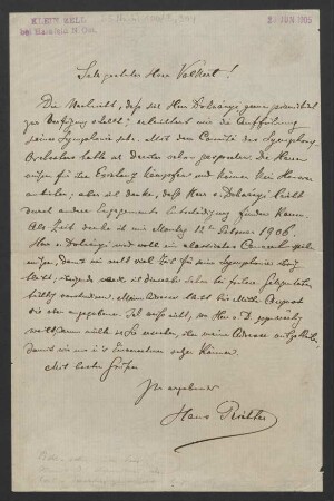 Brief an Charles G... Volkert und B. Schott's Söhne : 23.06.1905