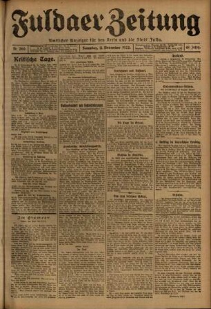 Ausgabe vom Samstag, den 11. November 1922.