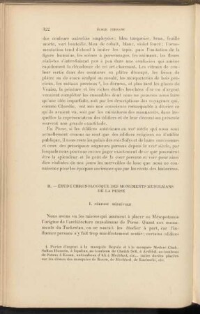 II. - Étude chronologique des monuments musulmans de la Perse