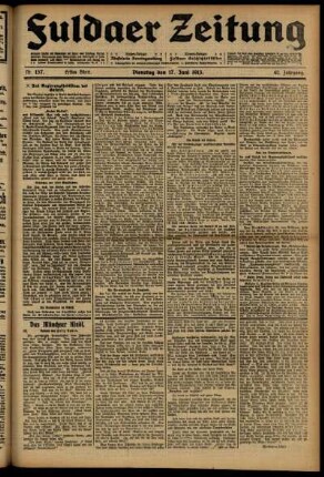 Erste Ausgabe vom Dienstag, den 17. Juni 1913.
