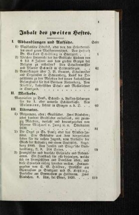 Inhalt des zweiten Heftes