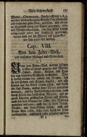 Cap. VIII. Von dem Feder-Vieh, und desselben Mängel und Gebrechen.