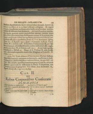 Cap. II. De Rebus Corporalibus Consecratis.