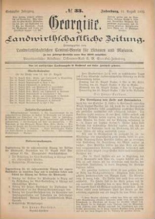 Sechzigster Jahrgang. No. 33. Insterburg, 11. August 1892.