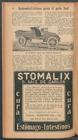 Automóvil-trineo para el polo Sud