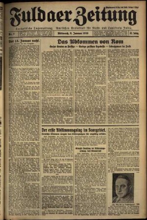 Erste Ausgabe vom Mittwoch, den 09. Januar 1935.
