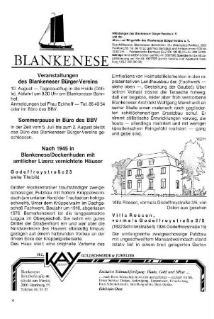 Nach 1945 in Blankenese / Dockenhuden mit amtlicher Lizenez vernichtete Häuser