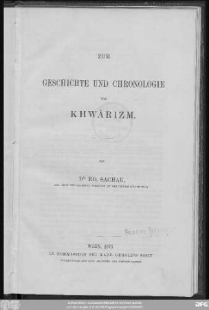 [1]: Zur Geschichte und Chronologie von Khwârizm