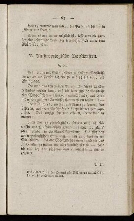 V. Anthropologische Vorschriften.