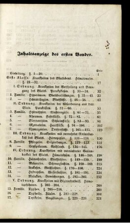 Inhaltsanzeige des ersten Bandes