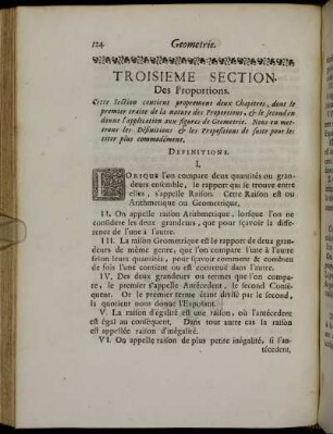 Troisième Section. Des Proportions.