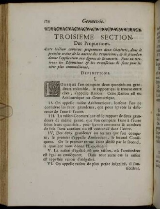 Troisième Section. Des Proportions.