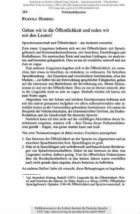 Gehen wir in die Öffentlichkeit und reden wir mit den Leuten! Podiumsdiskussion