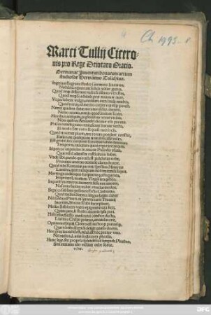 Marci Tullij Cicero=||nis pro Rege Deiotaro Oratio.|| ... ||