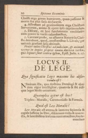 Locus II. De Lege.