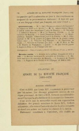 Apogée de la royauté francaise (1661 - 1678)