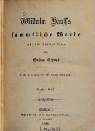 Wilhelm Hauff's sämtliche Werke, 4