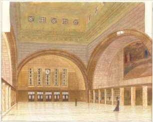Billing, Hermann; Leipzig (Sachsen); Hauptbahnhof, Schalterhalle - Innenraumperspektive