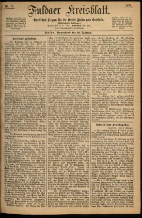 Erste Ausgabe vom Samstag, den 10. Februar 1883.