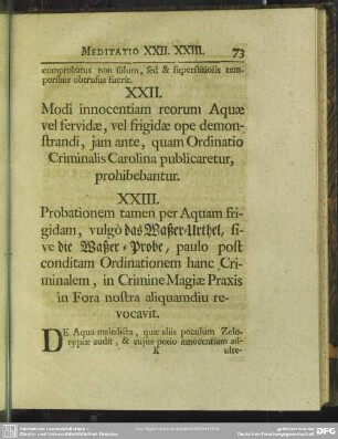 XXII. Modi innocentiam reorum Aquae vel fervidae ope demonstrandi, jam ante, quam Ordinatio Criminalis Carolina publicaretur, prohibebantur