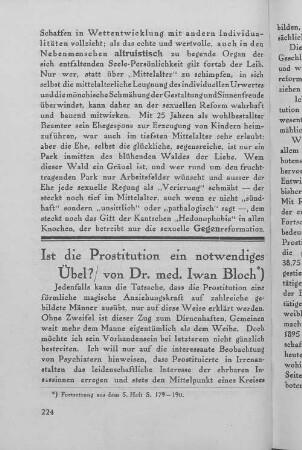 Ist die Prostitution ein notwendiges Übel?/ von Dr. med. Iwan Block*)