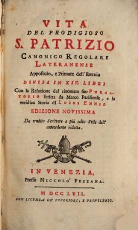 Vita del prodigioso S[an] Petrizio