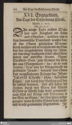 XVI. Evangelium. Am Tage der Erscheinung Christi