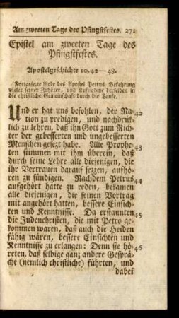 Epistel am zweeten Tage des Pfingstfestes
