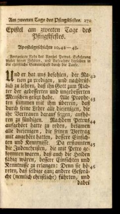 Epistel am zweeten Tage des Pfingstfestes
