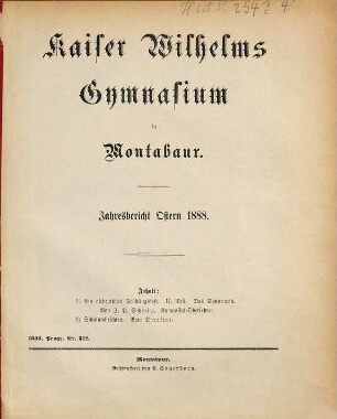 Jahresbericht : Ostern .... 1887/88