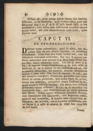 Caput VI. De Exhaeredatione.