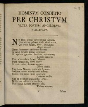 Hominum conditio per christum...