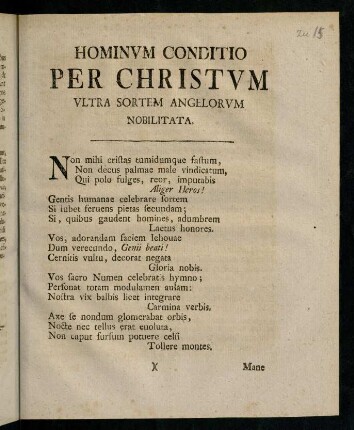 Hominum conditio per christum...