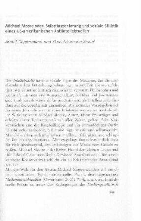 Michael Moore oder: Selbstinszenierung und soziale Stilistik eines US-amerikanischen Antiintellektuellen
