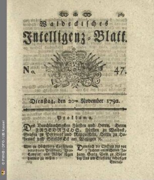 No. 47. Dienstag, den 20ten November 1792
