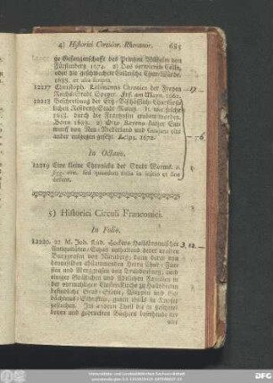 5) Historici Circuli Franconici.
