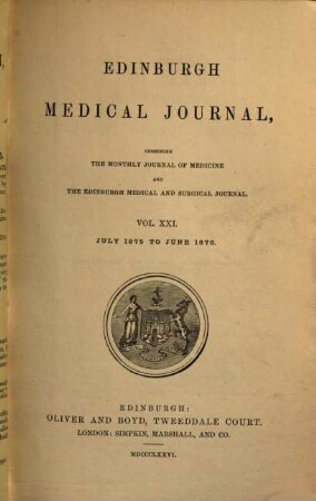 Edinburgh medical journal, 21,1. 1875