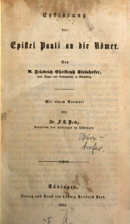 Erklärung der Epistel Pauli an die Römer