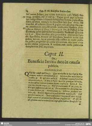 Caput II. De Beneficio Invito dato in caussis publicis