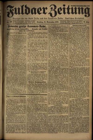 Erste Ausgabe vom Sonntag, den 10. November 1929.