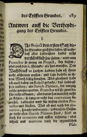 Antwort auff die Vertheydigung des Eylfften Grundes.