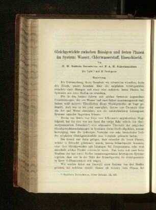 Gleichgewichte zwischen flüssigen und festen Phasen im System: Wasser, Chlorwasserstoff, Eisenchlorid.