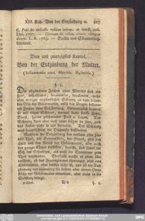 Drey und zwanzigstes Kapitel. Von der Entzündung der Mutter.