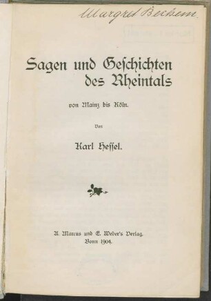 Sagen und Geschichten des Rheintals : von Mainz bis Köln