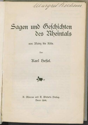 Sagen und Geschichten des Rheintals : von Mainz bis Köln