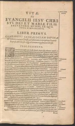 Liber Primus. Continens Genealogiam Divinae & humanae naturae Christi ...