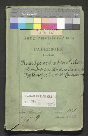 Retablissement auf dem Ükern: Rechtsstreit des Schneiders Heinrich Rustemeyer gegen die Stadt Paderborn